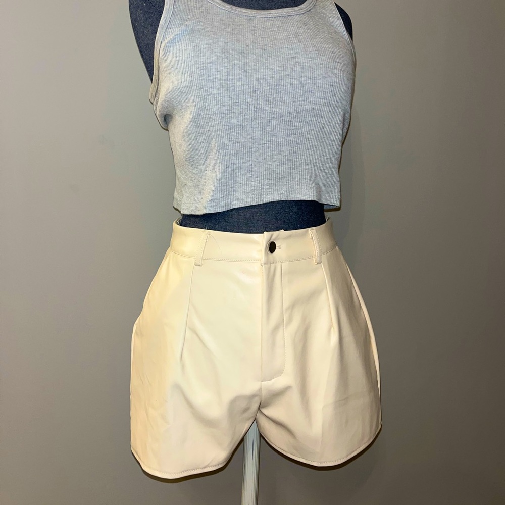 White Leather Shorts